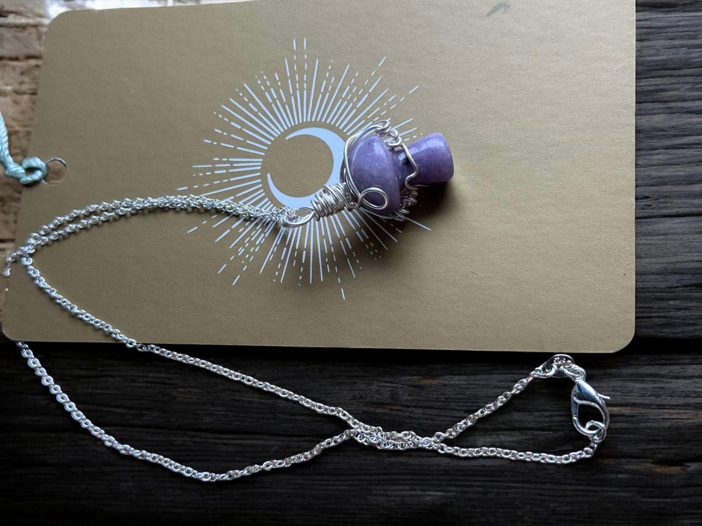 Lepidolite Mushroom Necklace