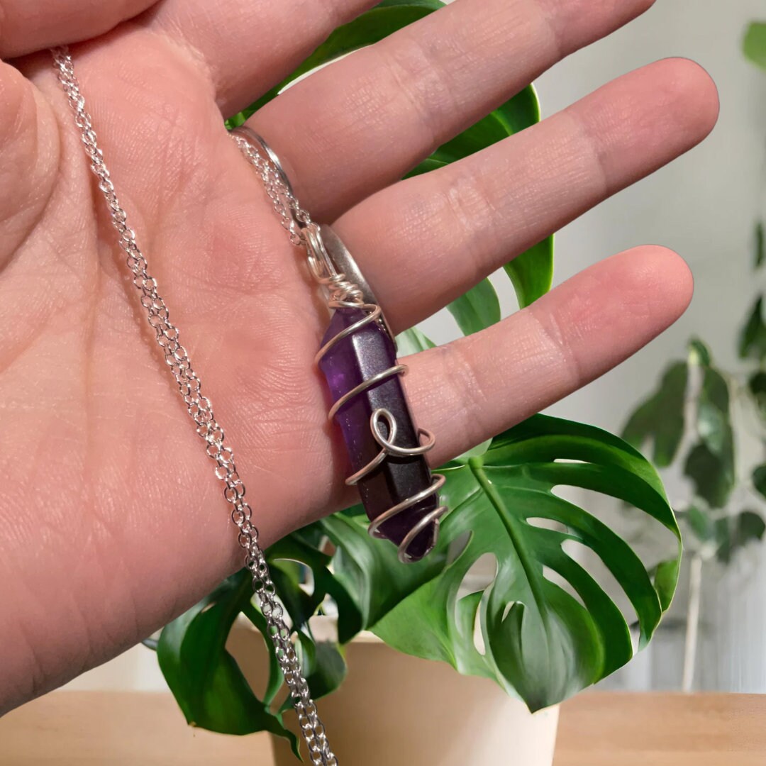 Amethyst Silver Wire Wrapped Necklace