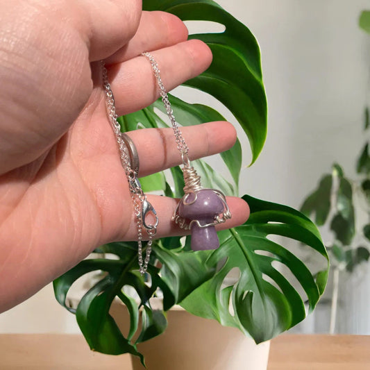 Lepidolite Mushroom Necklace
